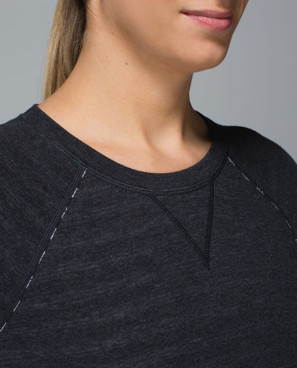 Lululemon Open Your Heart Long Sleeve II - Heathered Black / Super Wide Load Stripe Heathered Black White