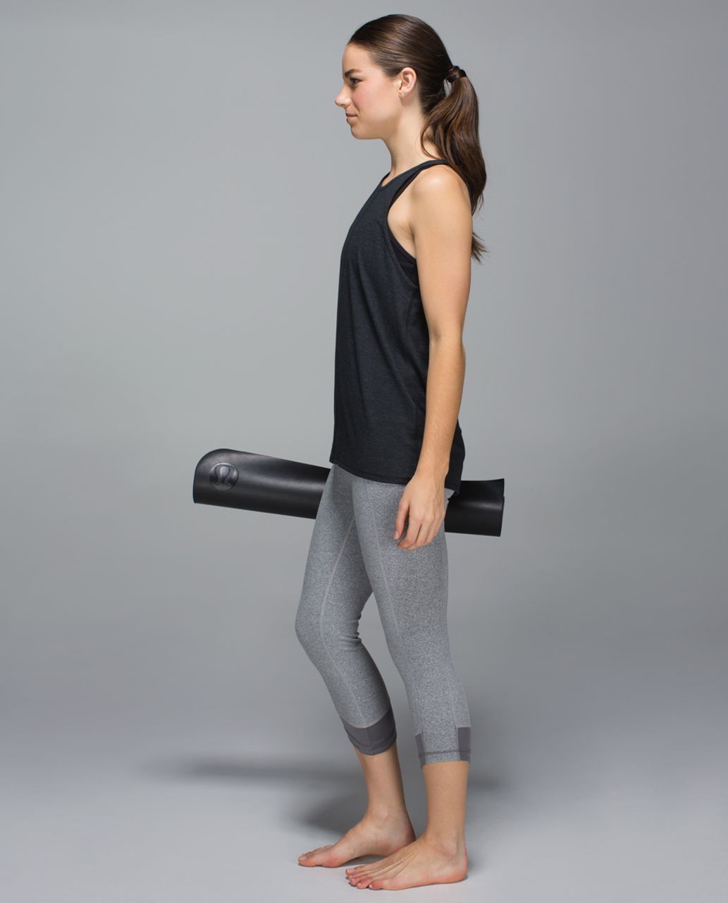 Lululemon Motivate Crop - Heathered Speckled Medium Grey / Slate