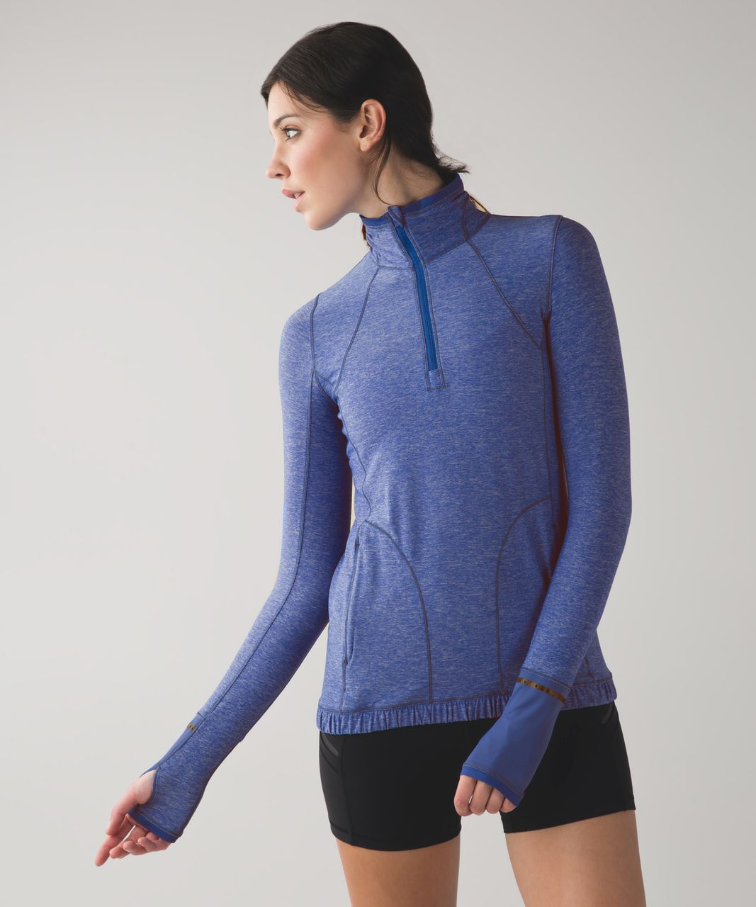 Lululemon Always Alert 1/2 Zip - Heathered Petrol Blue - lulu fanatics