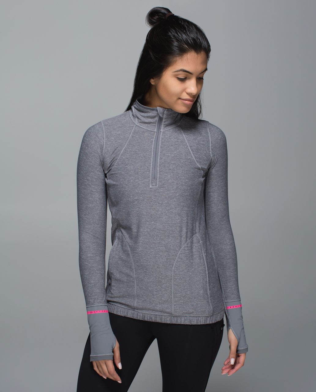 Lululemon Quarter Zip Performance Stretch Pullover Womens Dark Grey Thumb  Holes Size undefined - $25 - From Jessica