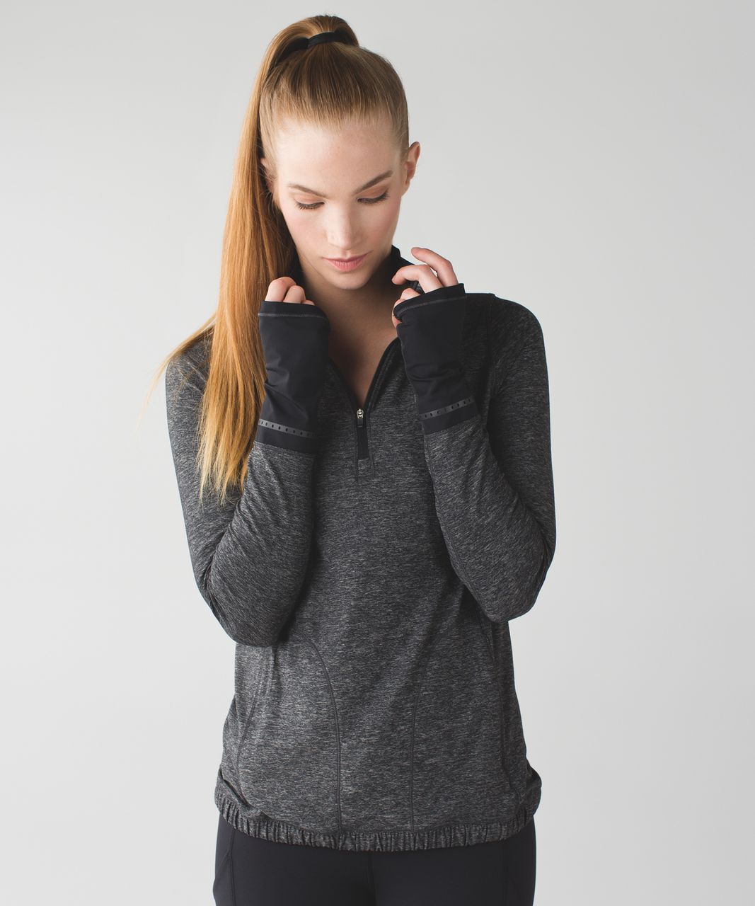 Lululemon Pace Pusher 1/2 Zip - Heathered Black /  Black