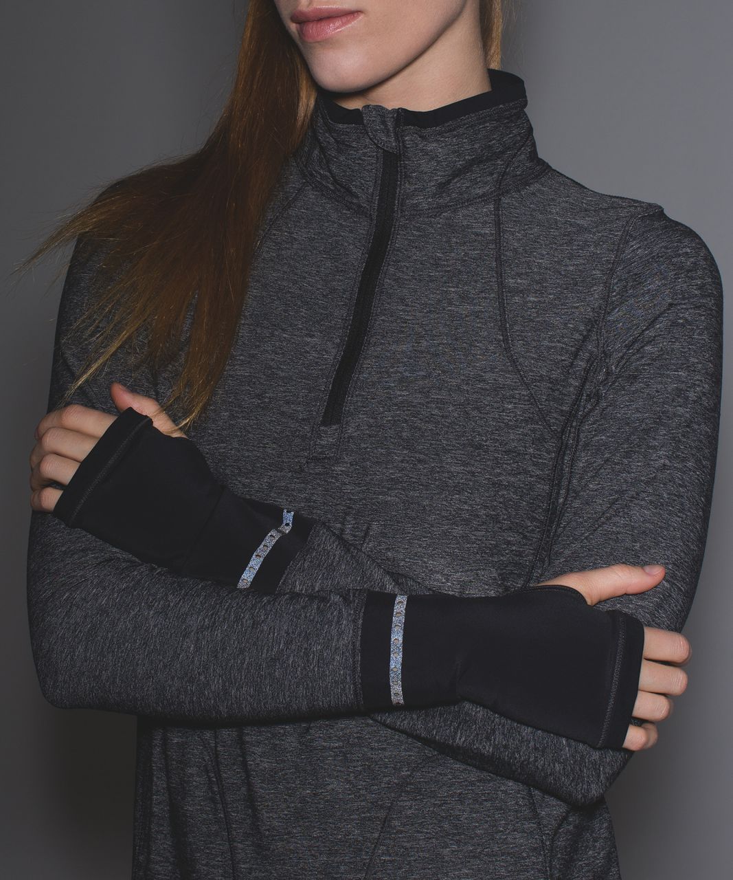 Lululemon Pace Pusher 1/2 Zip - Heathered Black /  Black