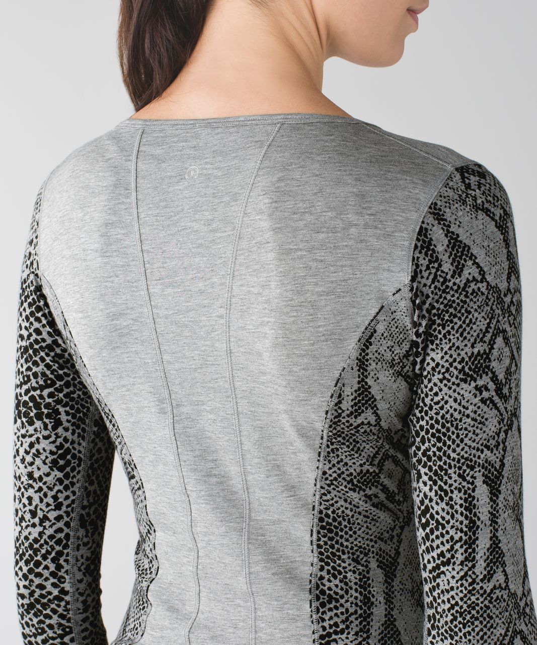 Lululemon Between The Lines Long Sleeve - Heathered Medium Grey / Desert Snake Deep Coal Black