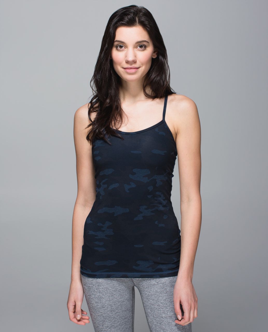 Lululemon Power Y Tank *Luon - Heathered Texture Lotus Camo Oil Slick Blue