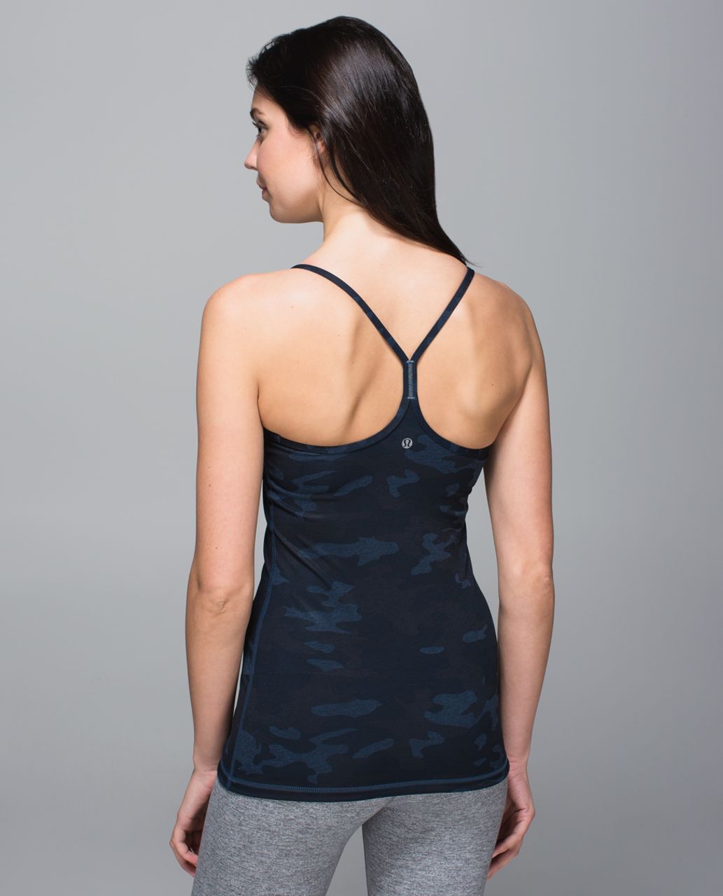 Lululemon Power Y Tank *Luon - Heathered Texture Lotus Camo Oil Slick Blue