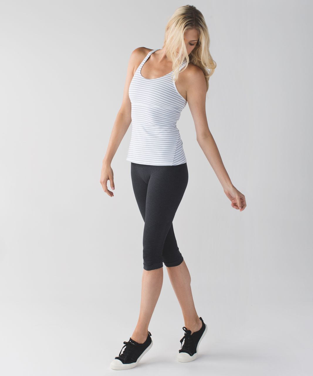 Lululemon Crossback Tank - Classic Stripe White Silver Fox / White