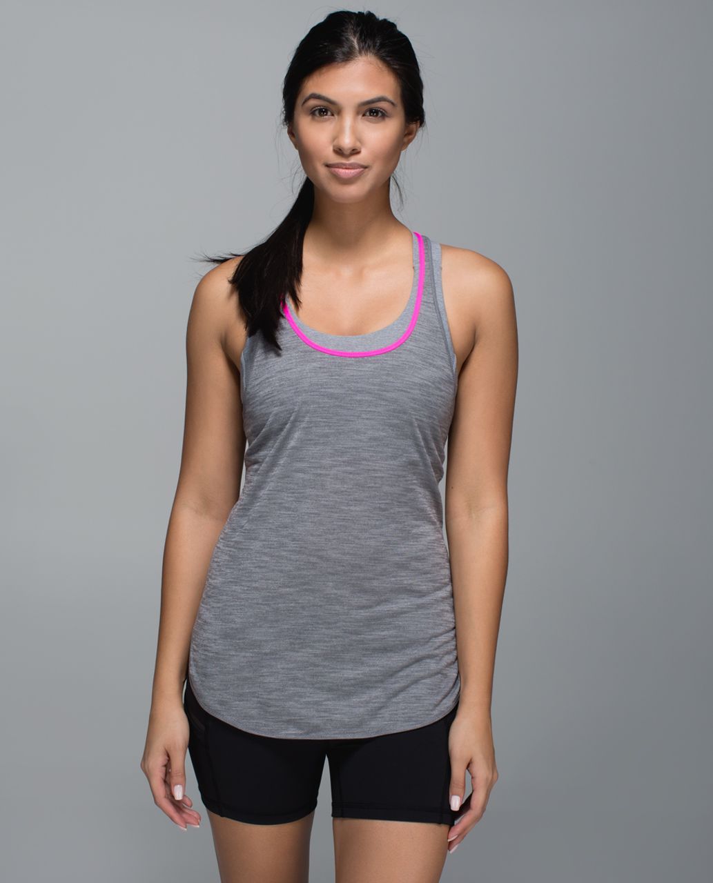 Lululemon What The Sport Singlet - Heathered Slate / Raspberry Glo Light