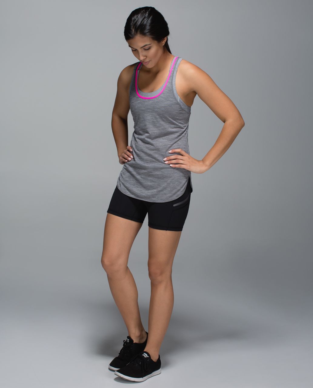 Lululemon What The Sport Singlet - Heathered Slate / Raspberry Glo Light