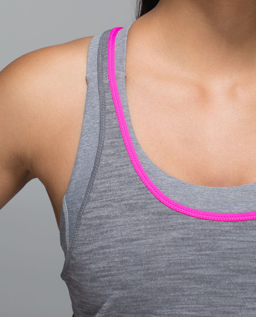 Lululemon What The Sport Singlet - Heathered Slate / Raspberry Glo Light