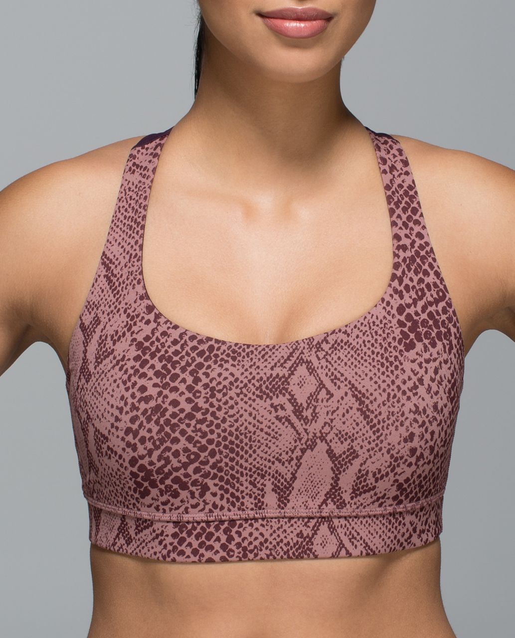 Lululemon 50 Rep Bra - Desert Snake Bark Berry Multi / Black Cherry