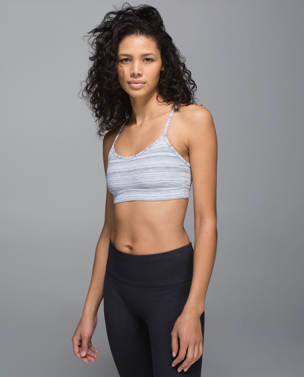 Lululemon Flow Y Bra IV - Cyber Stripe White Silver Fox