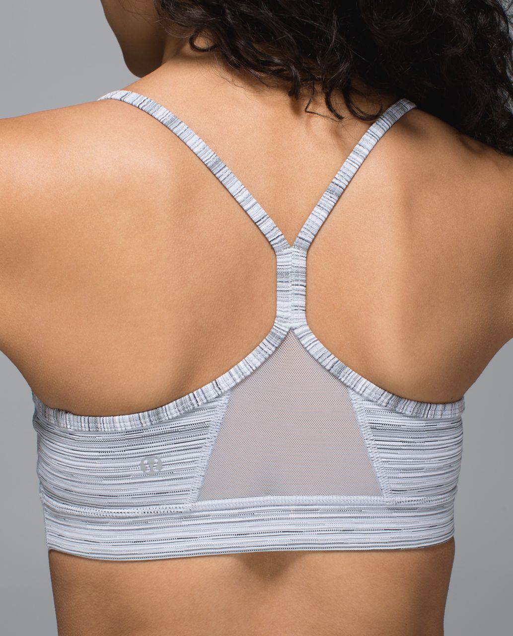 Lululemon Flow Y Bra IV - Cyber Stripe White Silver Fox - lulu