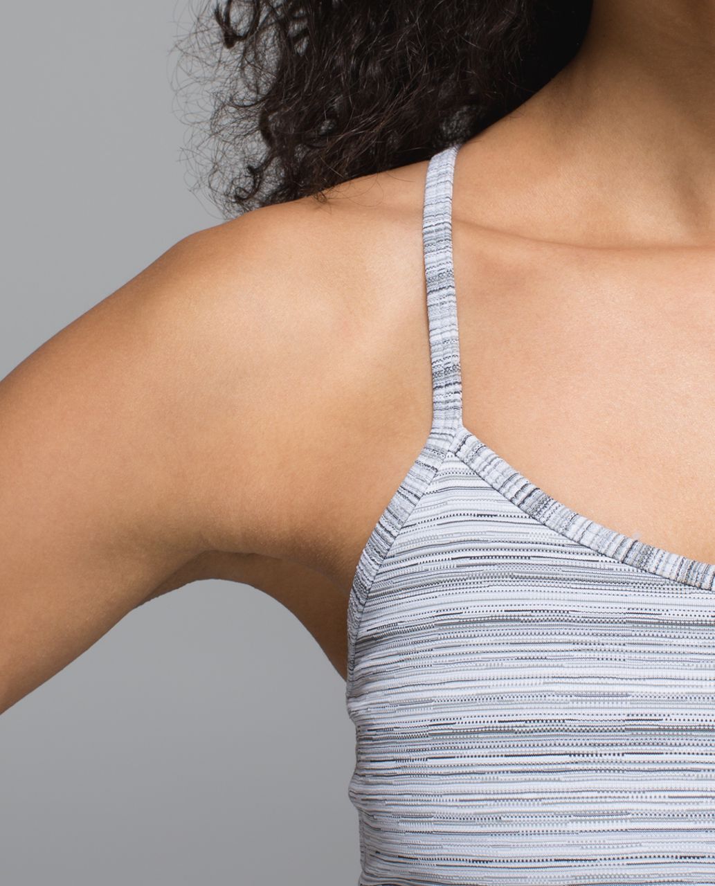 Lululemon Flow Y Bra IV - Cyber Stripe White Silver Fox