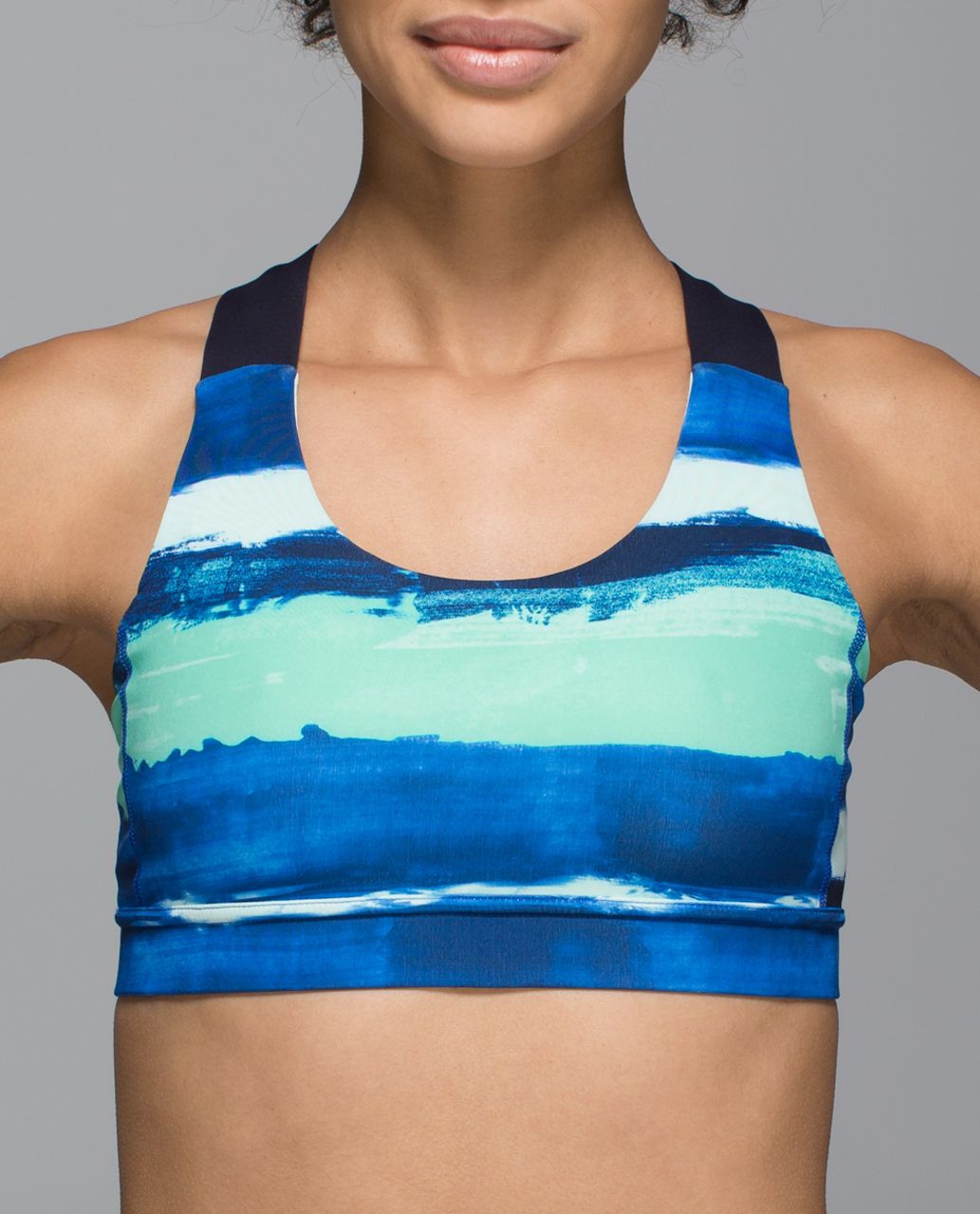 Lululemon All Sport Bra *Adjustable - Brush Strokes Harbor Blue Menthol / Naval Blue