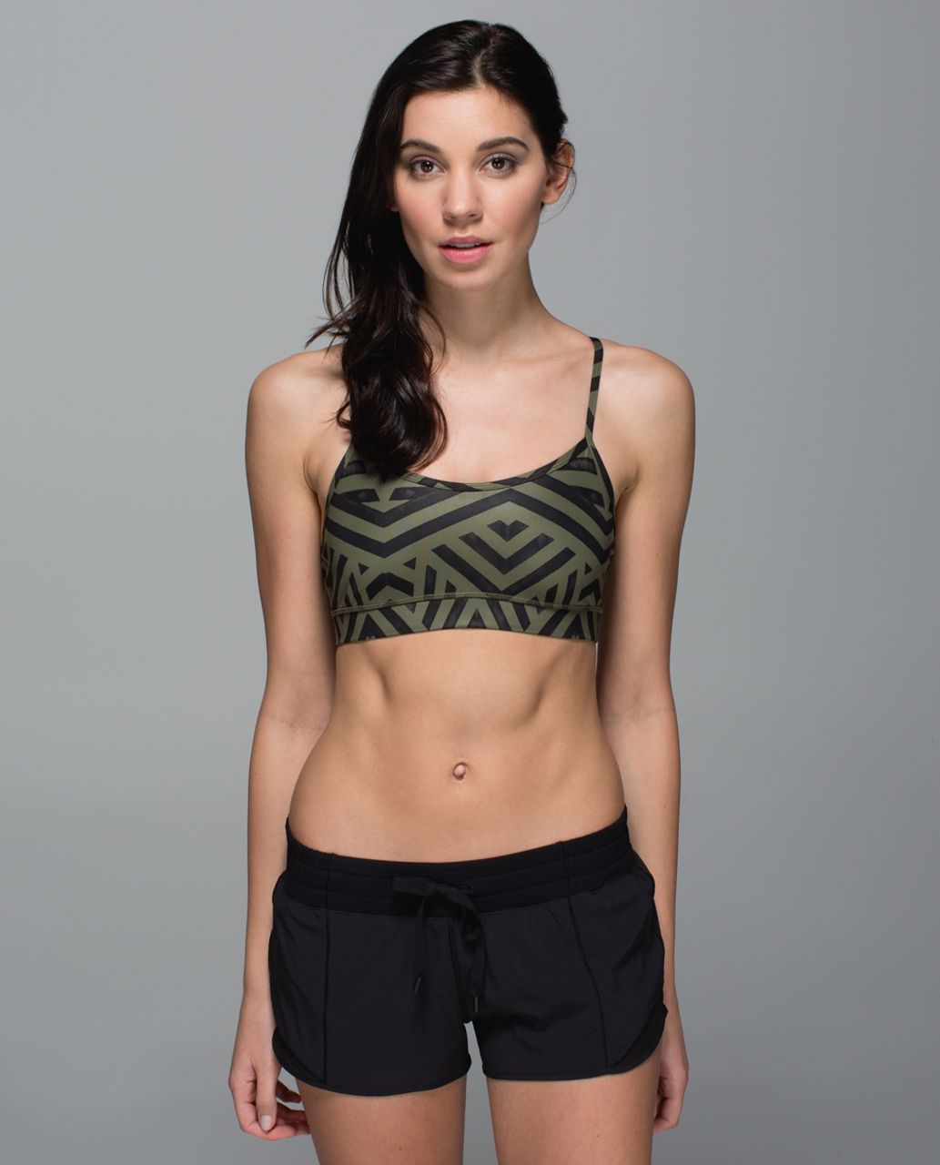 Lululemon Flow Y Bra IV - Chevron Shuffle Fatigue Green Black