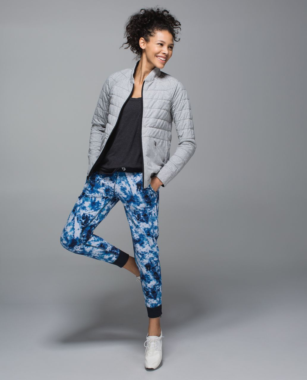 Lululemon No Sweat Pant - Sea Side Silver Fox Alberta Lake / Heathered Naval Blue