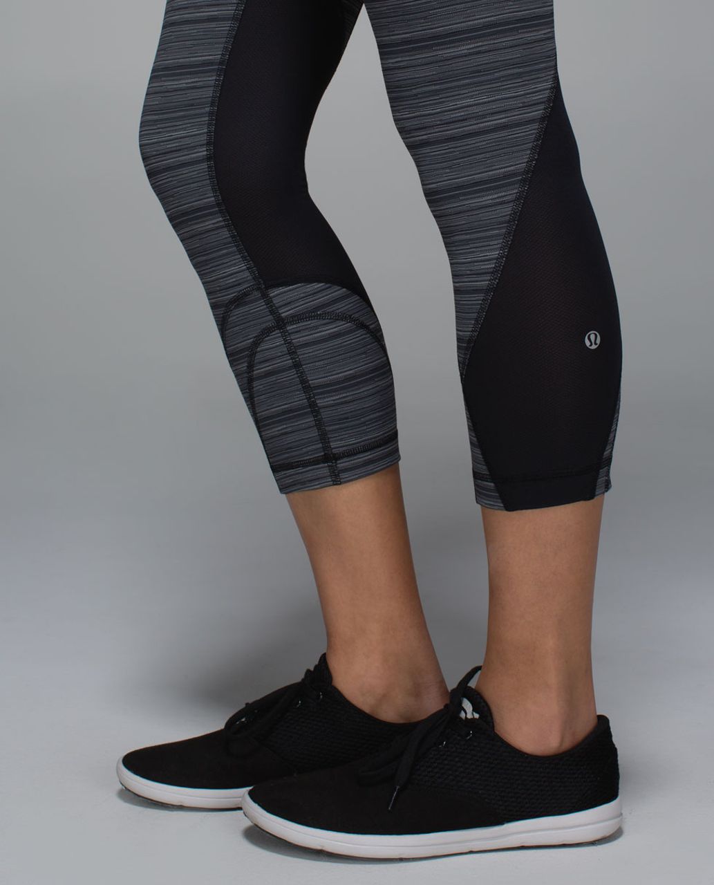 Lululemon Run:  Inspire Crop II (Mesh) - Cyber Stripe Deep Coal Black