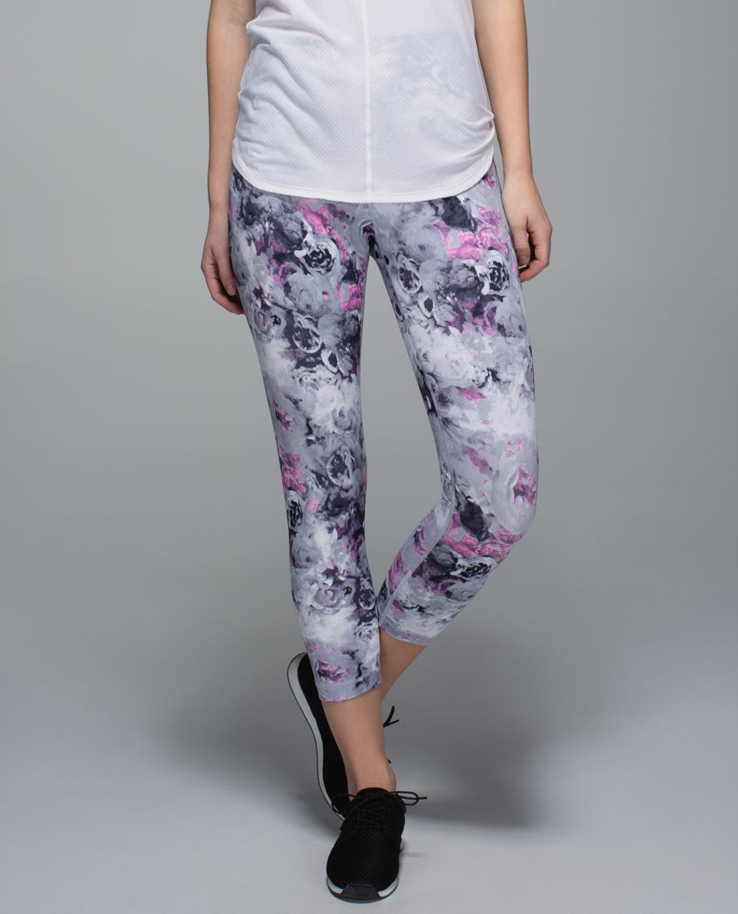 Lululemon Wunder Under Crop II *Full-On Luon (Roll Down) - Moody Mirage White Deep Navy