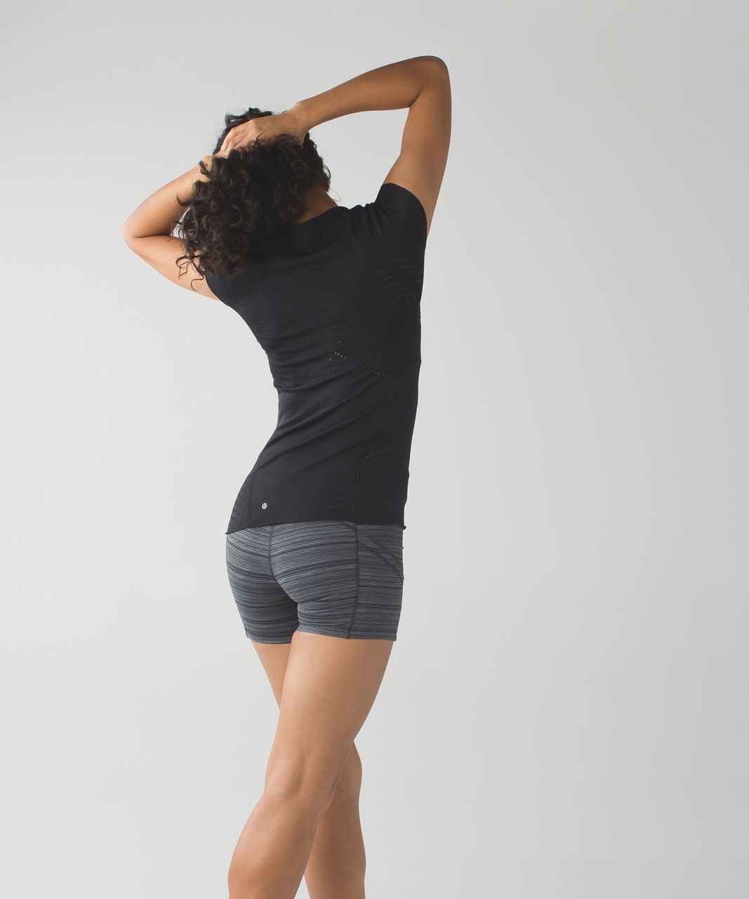 Lululemon What The Sport Short - Cyber Stripe Deep Coal Black