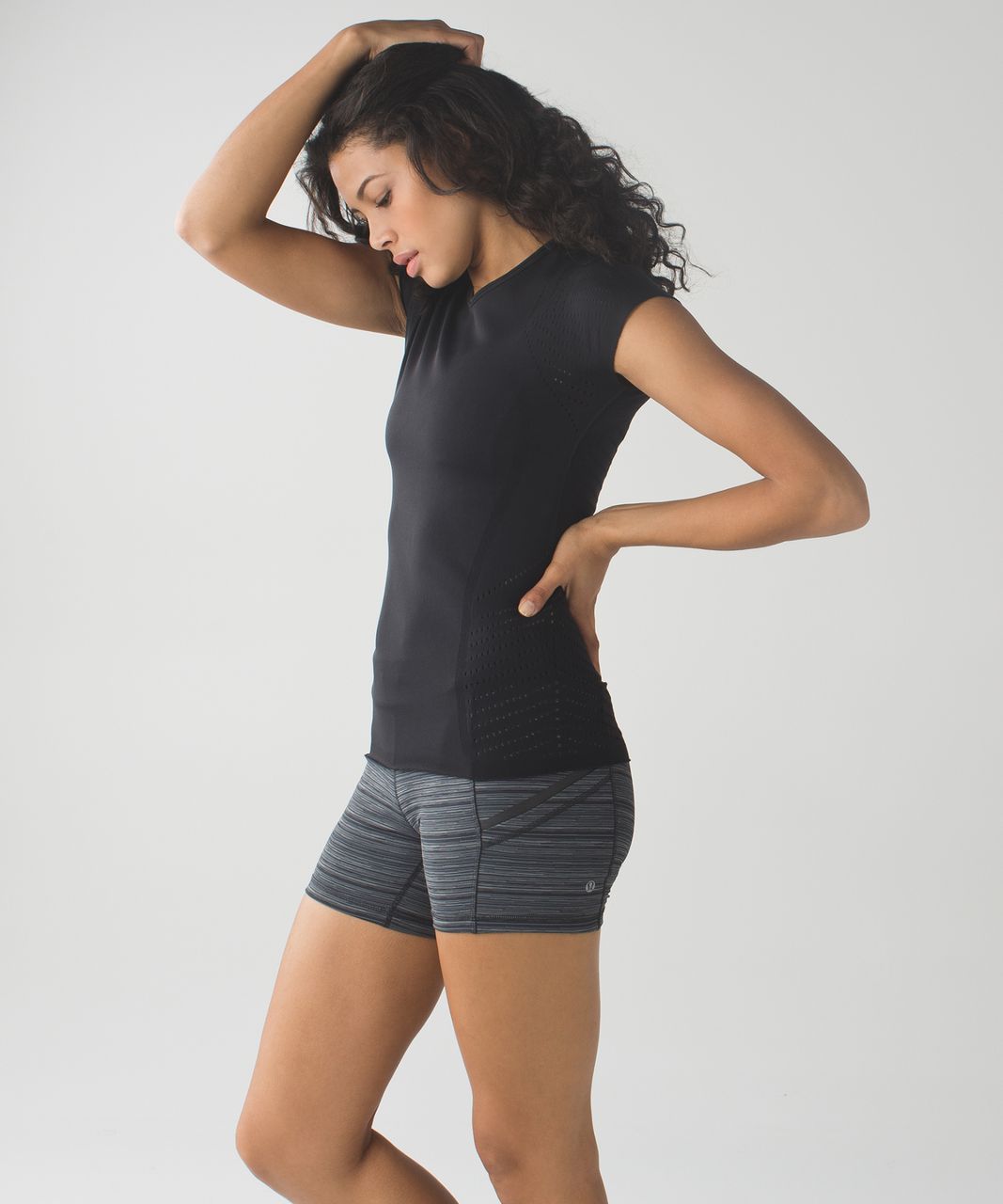 Lululemon What The Sport Short - Cyber Stripe Deep Coal Black - lulu ...