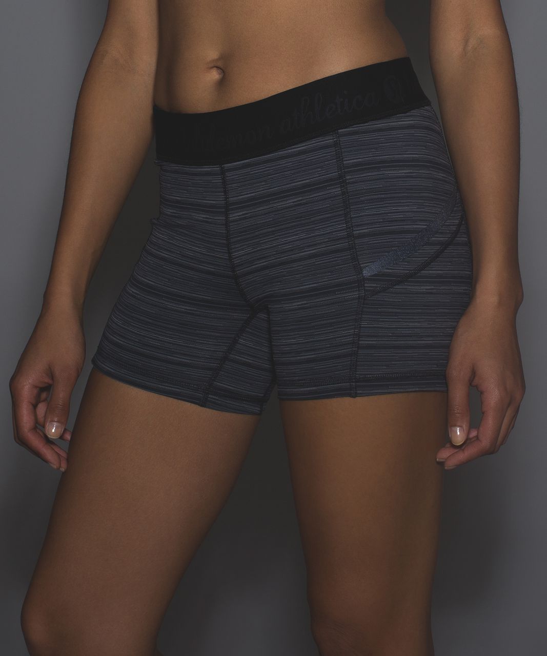 Lululemon What The Sport Short - Cyber Stripe Deep Coal Black