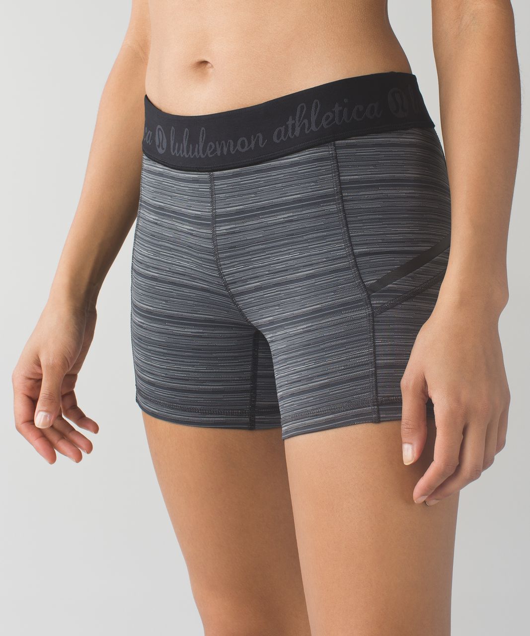 Lululemon What The Sport Short - Cyber Stripe Deep Coal Black