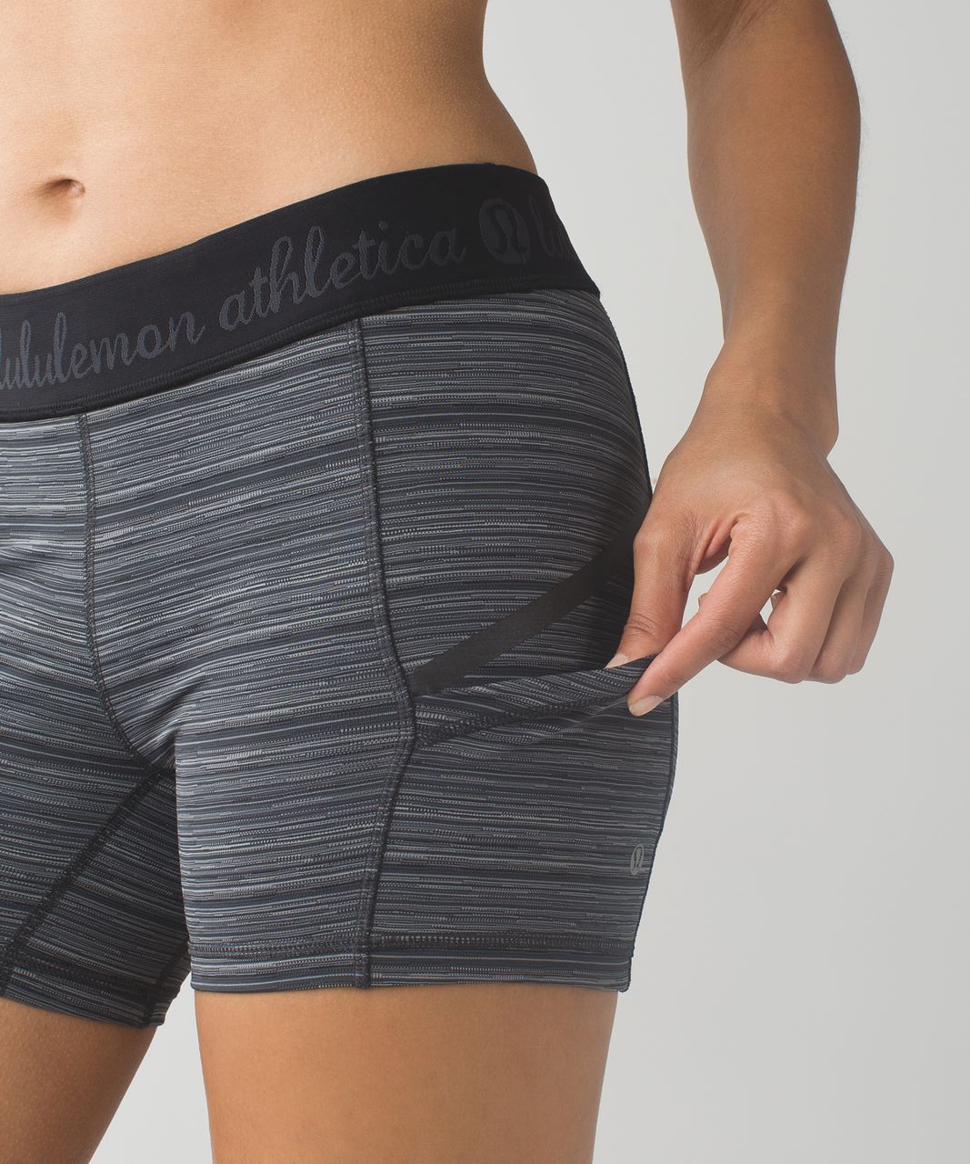 Lululemon What The Sport Short - Cyber Stripe Deep Coal Black