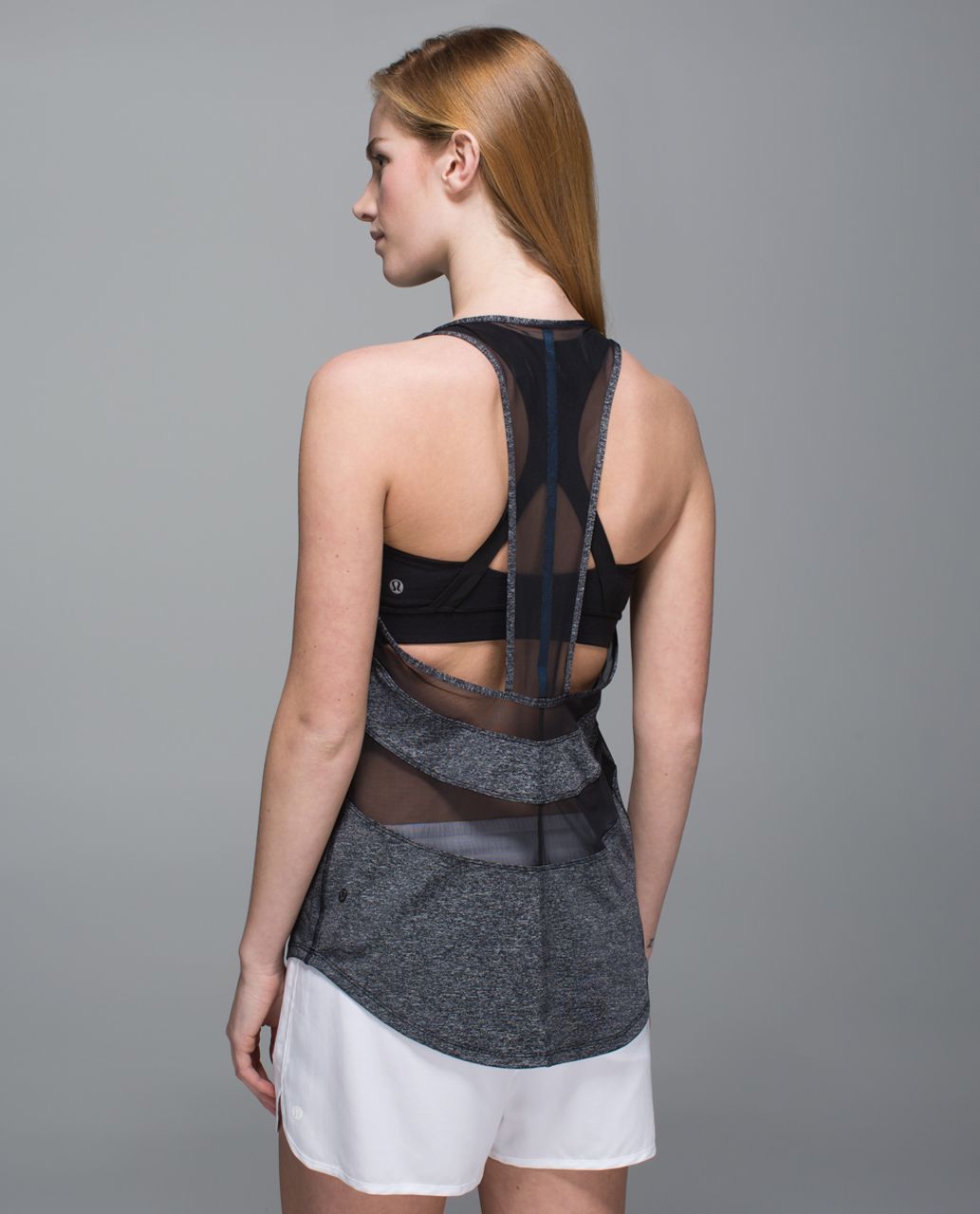 Lululemon Women Heathered Black Luxtreme Mesh Inserts If You're Lucky Tank  Top 6