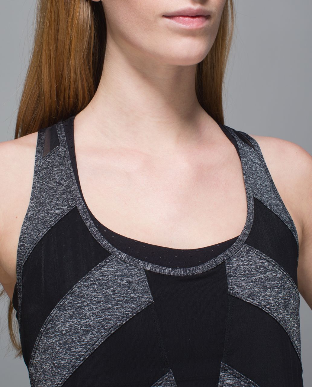 Lululemon Women Heathered Black Luxtreme Mesh Inserts If You're Lucky Tank  Top 6