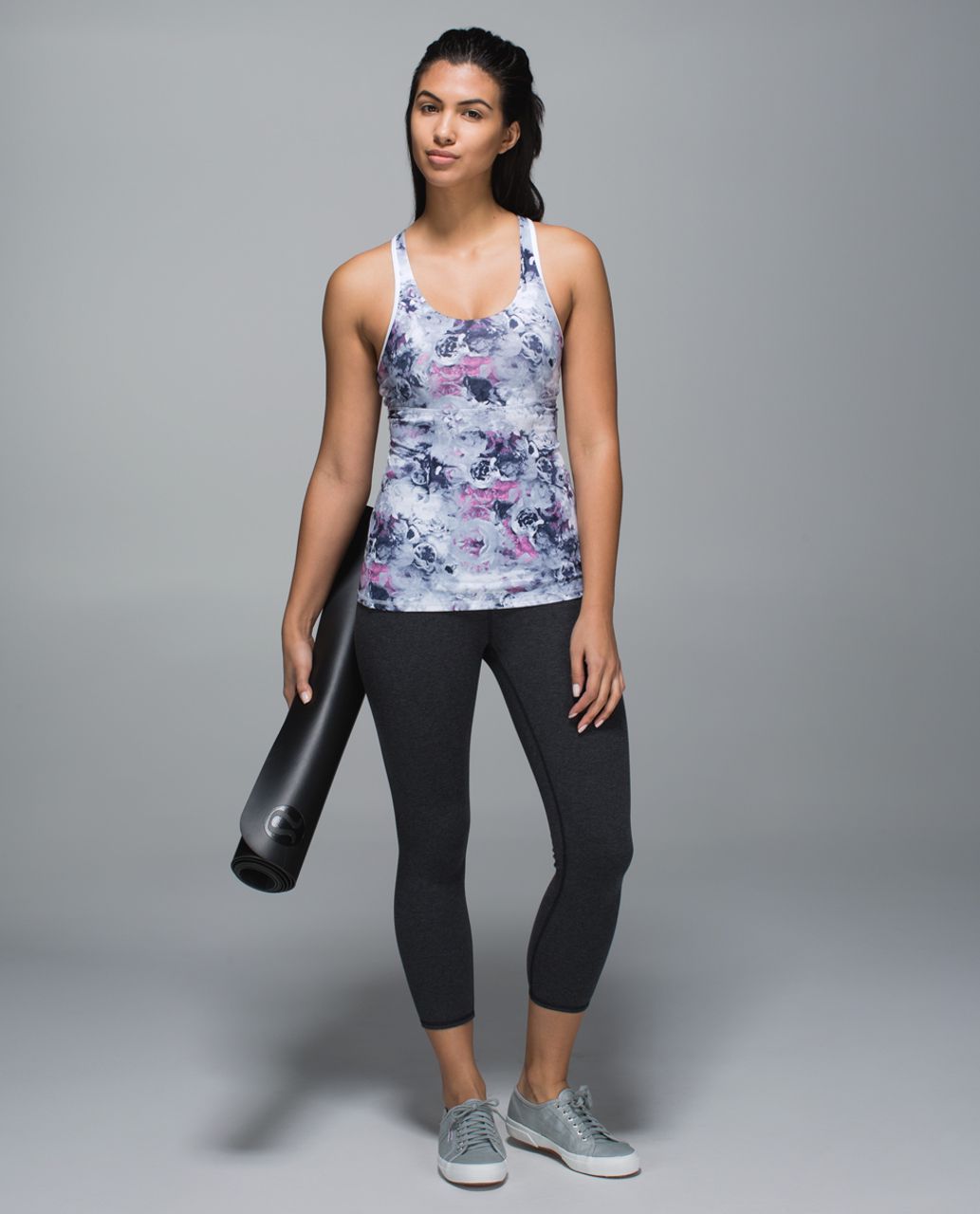 Lululemon Crossback Tank - Moody Mirage White Deep Navy / White