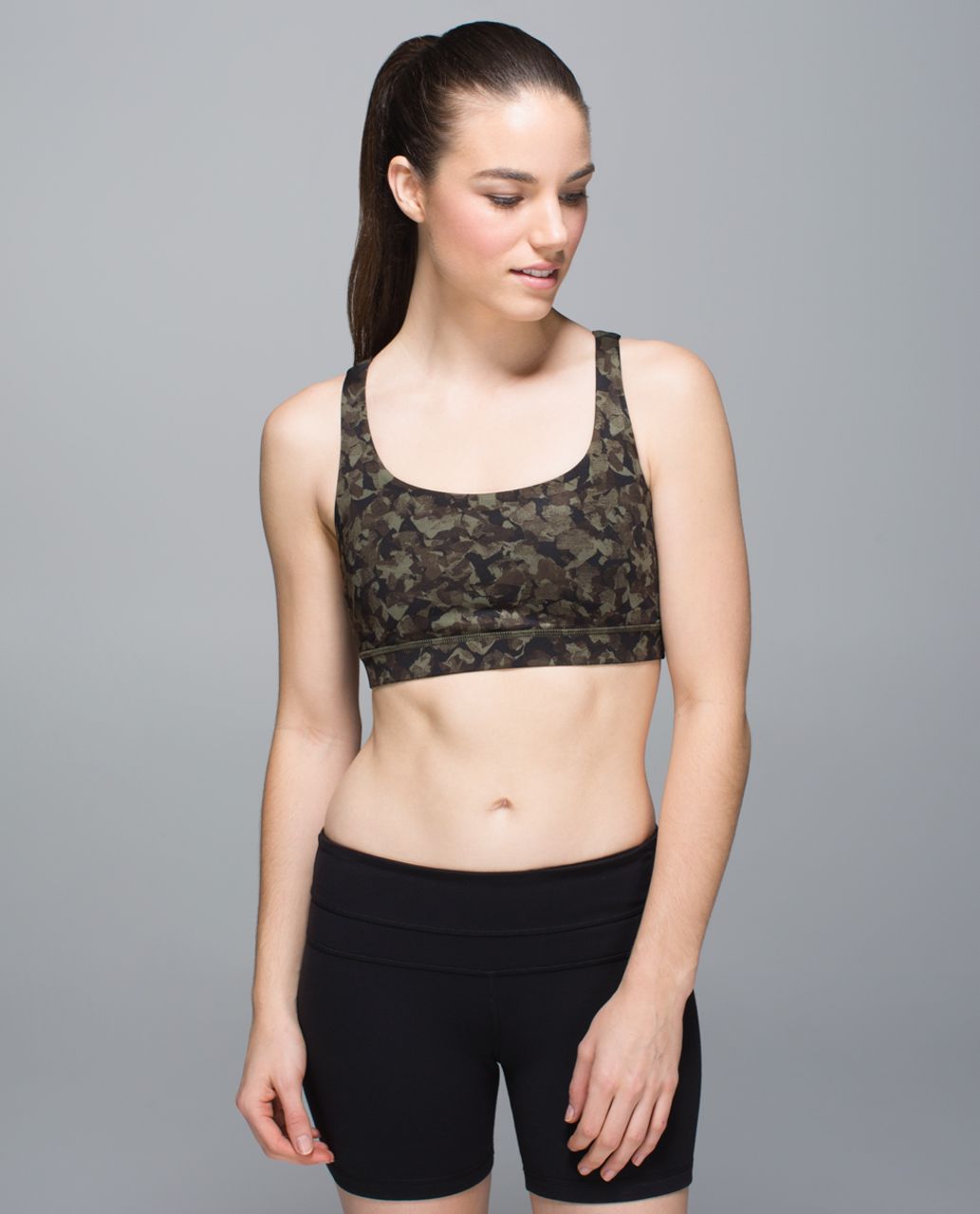 Lululemon Energy Bra - Mystic Jungle Fatigue Green Black / Black