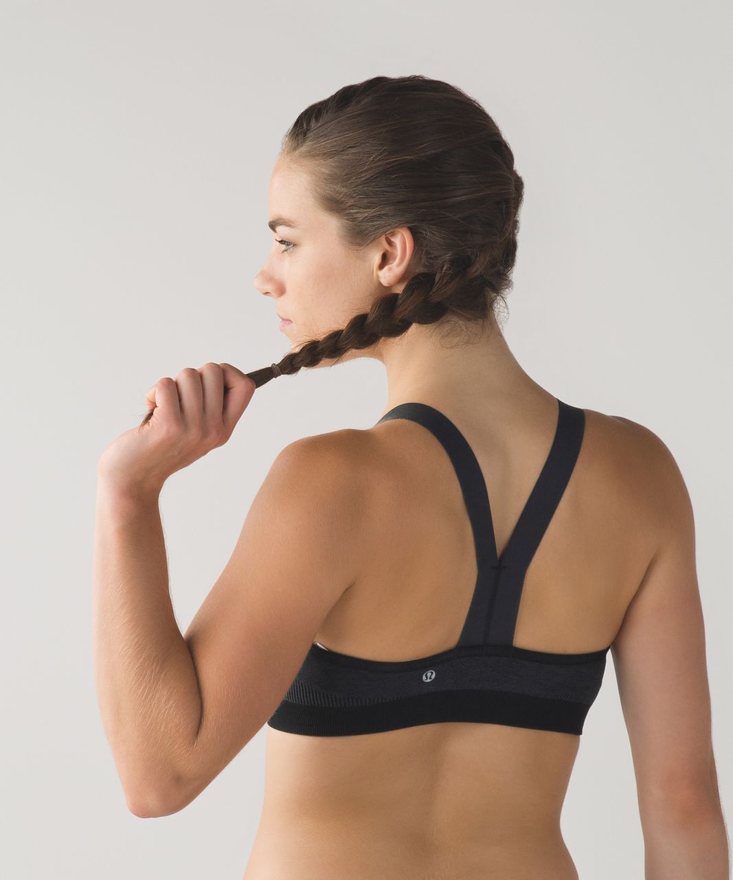 Lululemon Hold Your Om Bra - Heathered Black - lulu fanatics