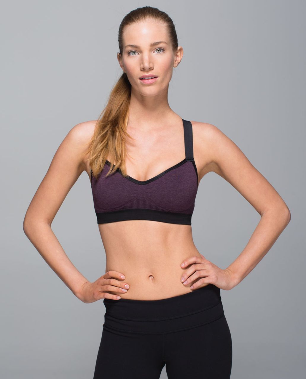 Lululemon Hold Your Om Bra - Heathered Black Cherry