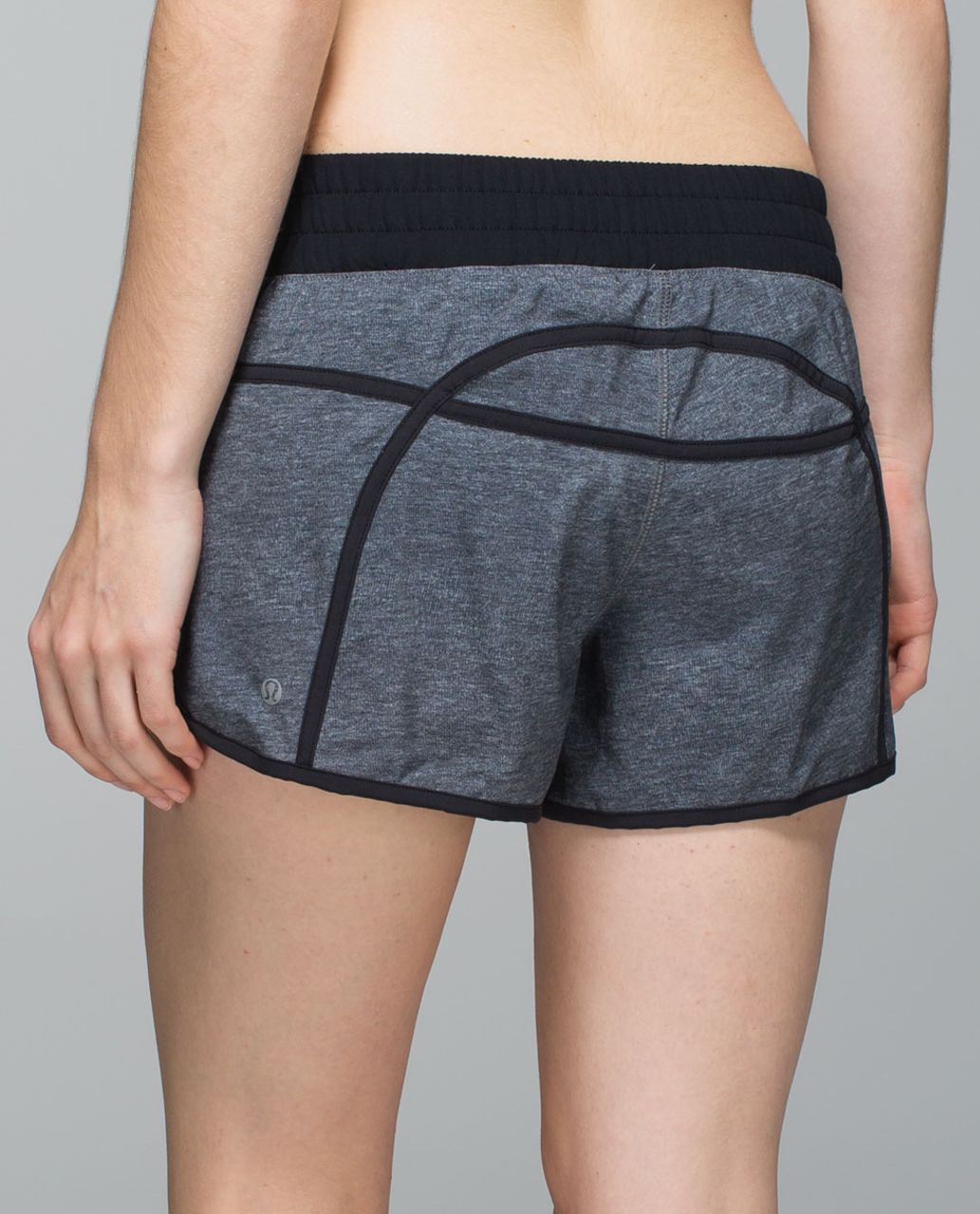 Lululemon Tracker Short III *4-way Stretch - Heathered Texture Printed Grey Deep Coal / Black