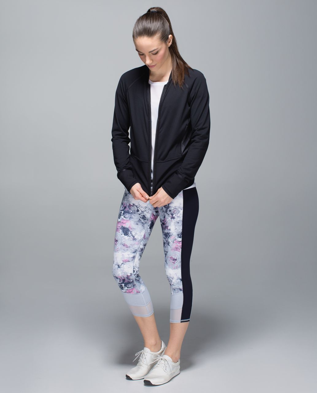 Lululemon If You're Lucky Crop *Full-On Luxtreme - Moody Mirage White Deep Navy / Naval Blue / Silver Fox