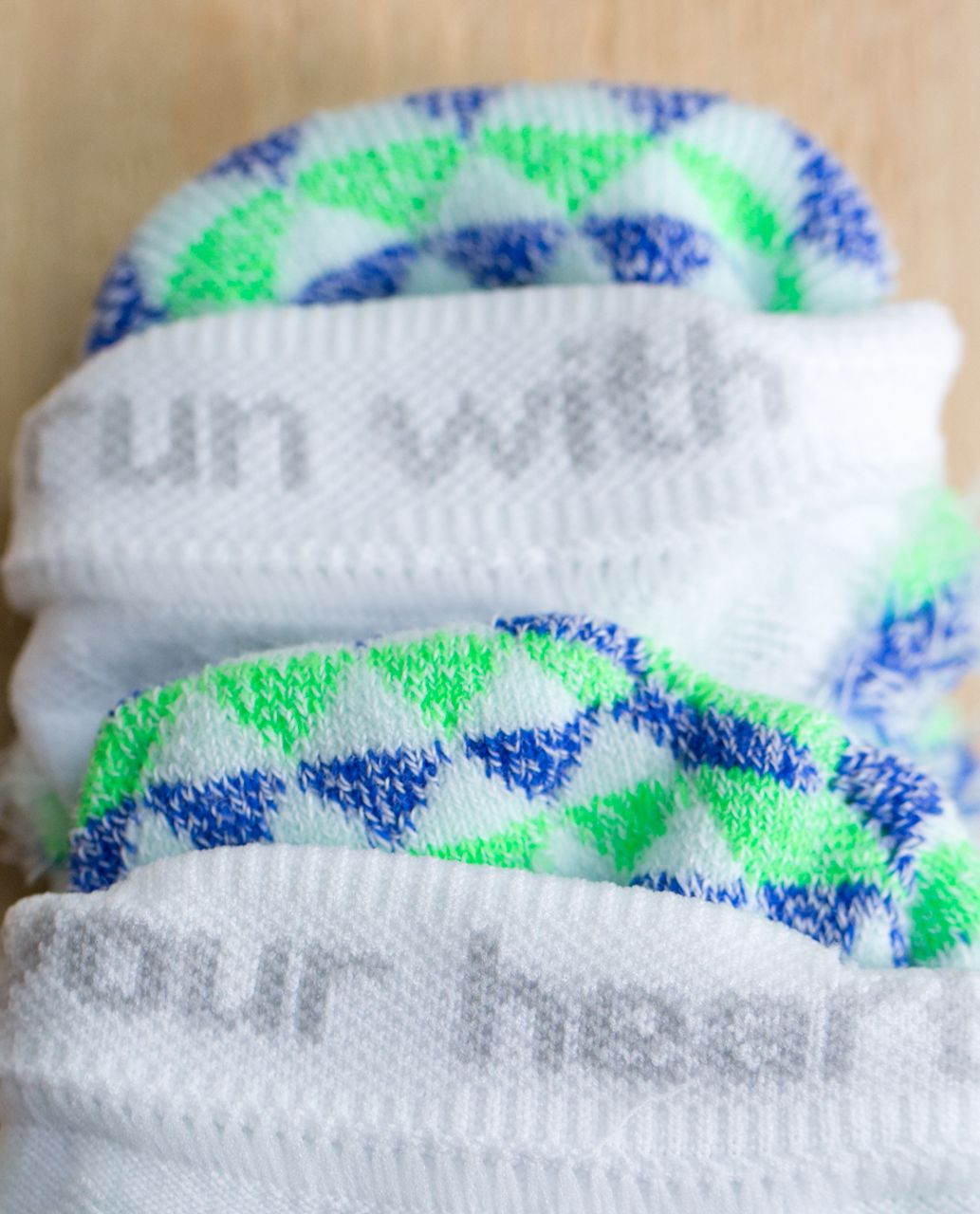 Lululemon Women's Ultimate Padded Run Sock - Aztec Confetti Harbor Blue Scream Green Sea Mist