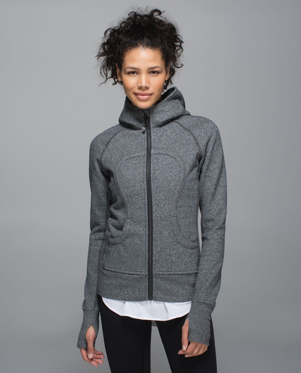 Lululemon Scuba Hoodie II Heathered Dark Grey / Black size 12