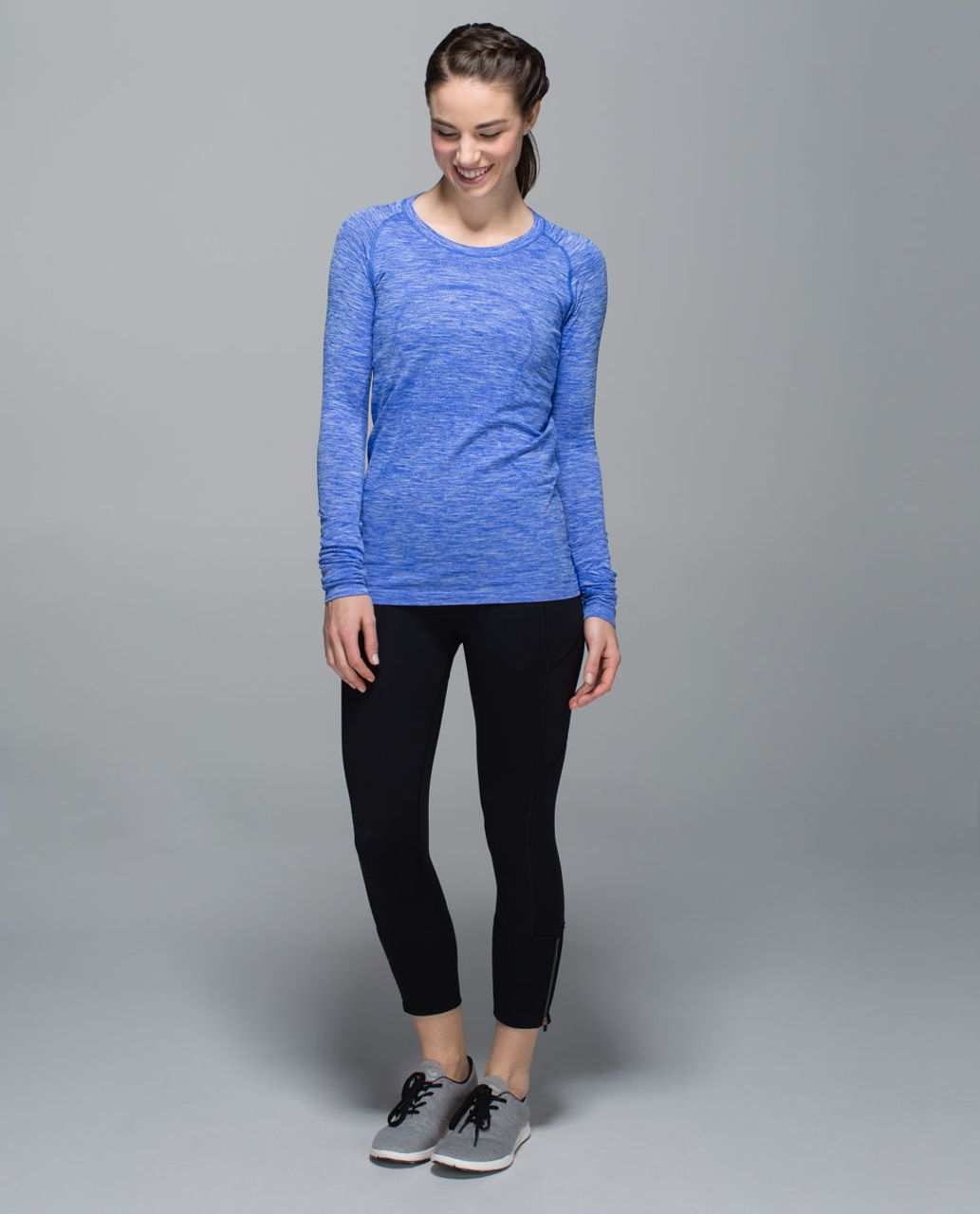 Lululemon Run:  Swiftly Tech Long Sleeve Crew - Space Dye Heathered Harbour Blue