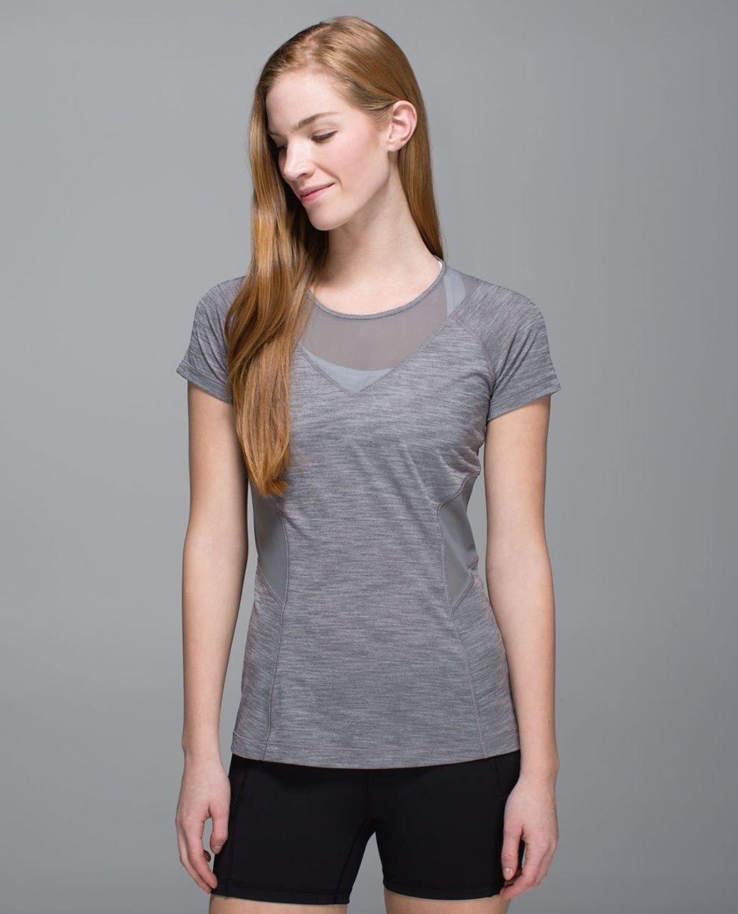 Lululemon Mesh With Me Short Sleeve - Heathered Slate / Slate