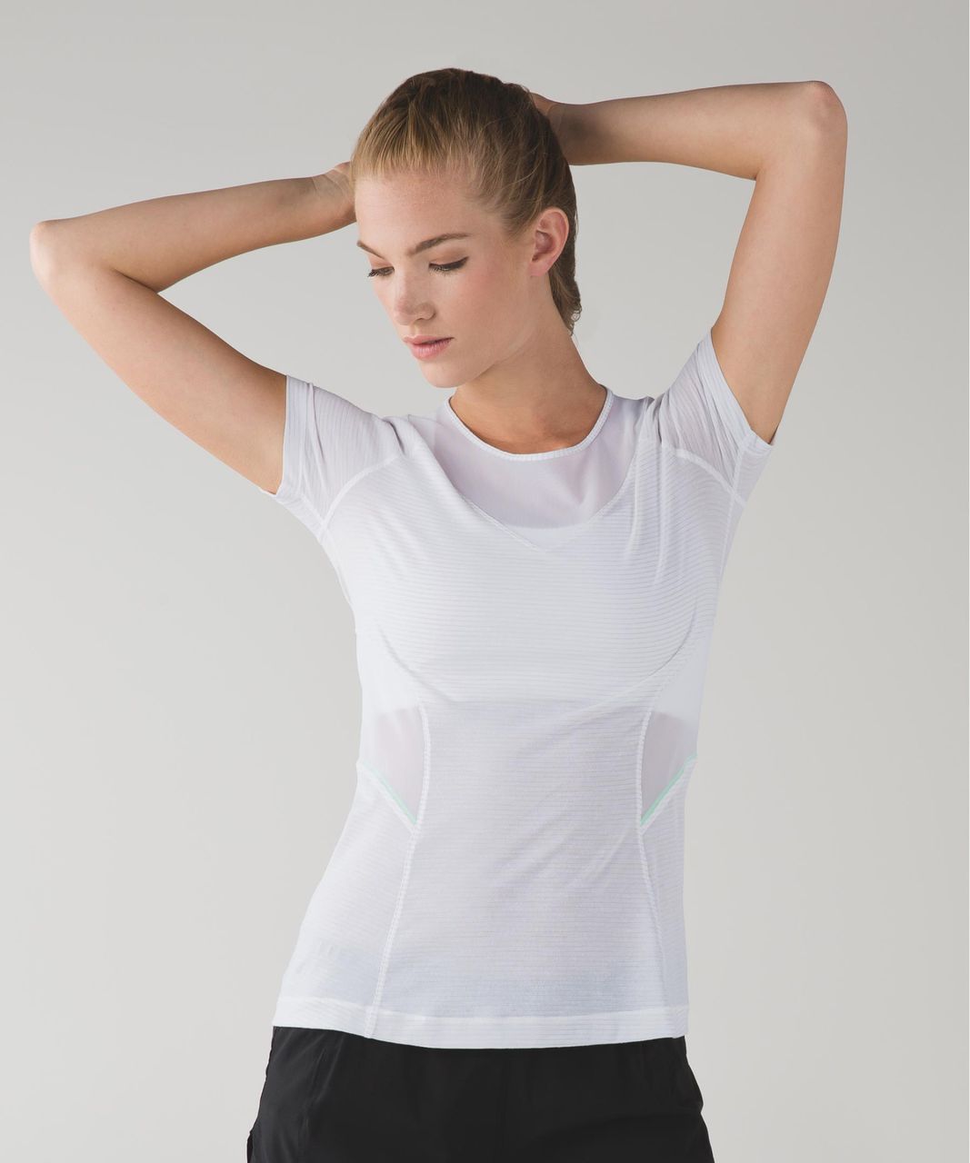 Lululemon Mesh With Me Short Sleeve - Heathered White /  White