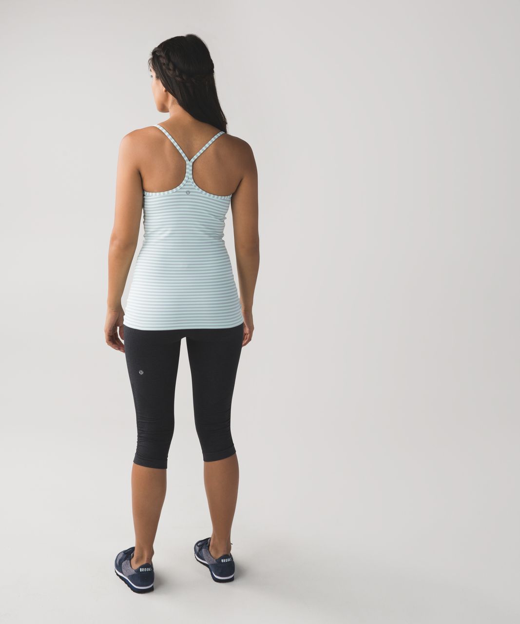 Lululemon Power Y Tank *Luon - Classic Stripe Sea Mist Silver Fox