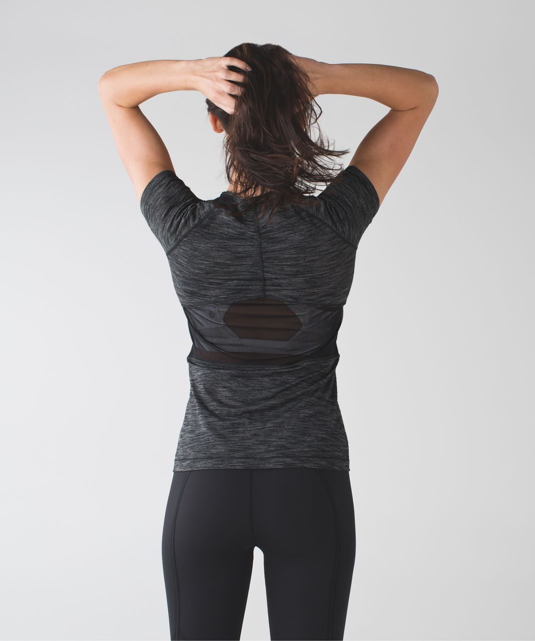 Lululemon Mesh With Me Short Sleeve - Heathered Black /  Black