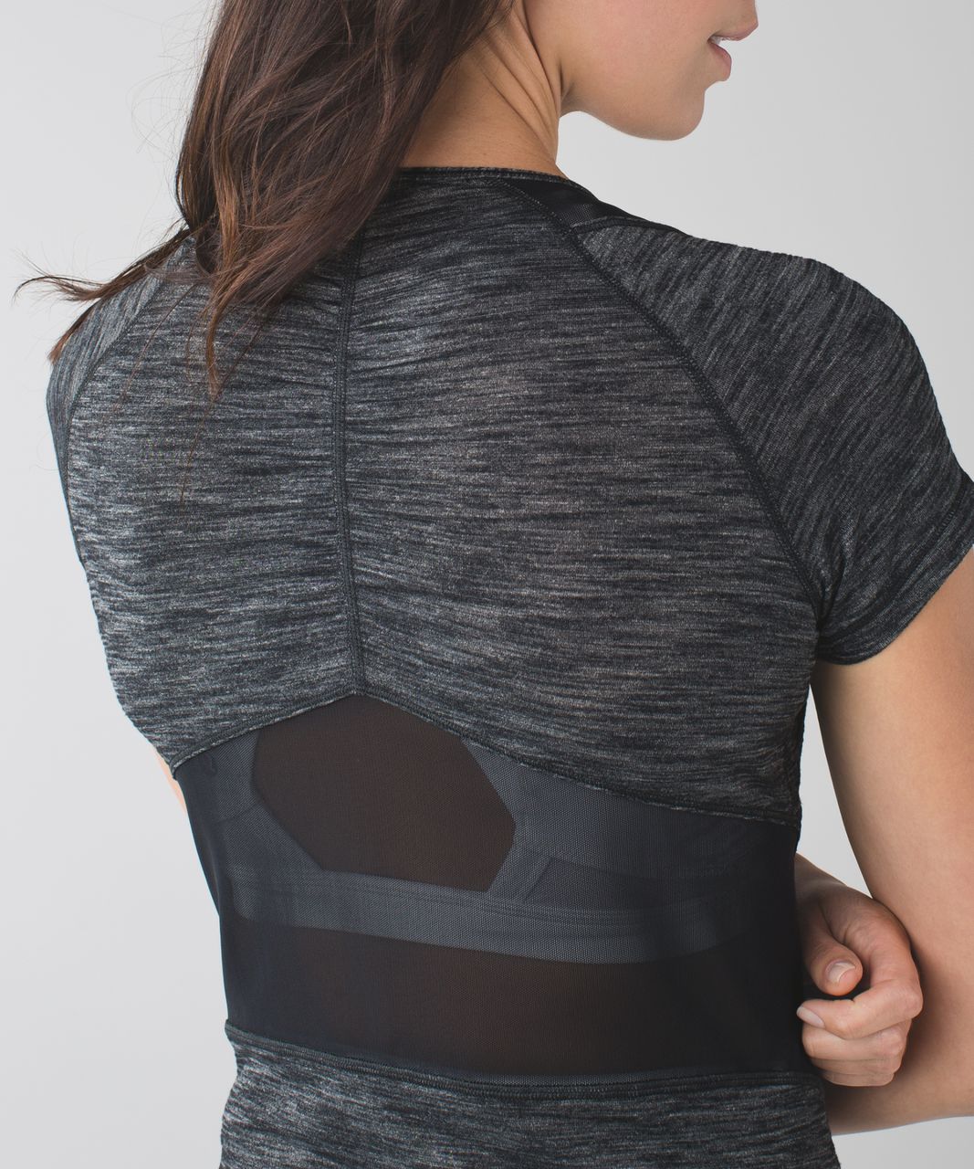 Lululemon Mesh With Me Short Sleeve - Heathered Black /  Black