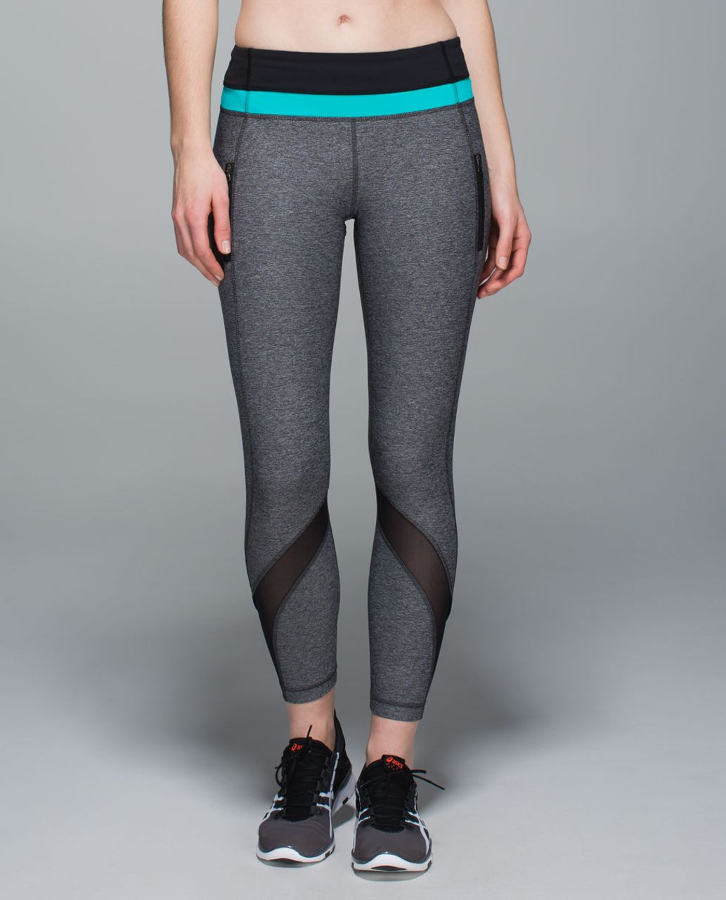 Lululemon Inspire Tight II (Mesh) - Heathered Black / Black / Blue ...