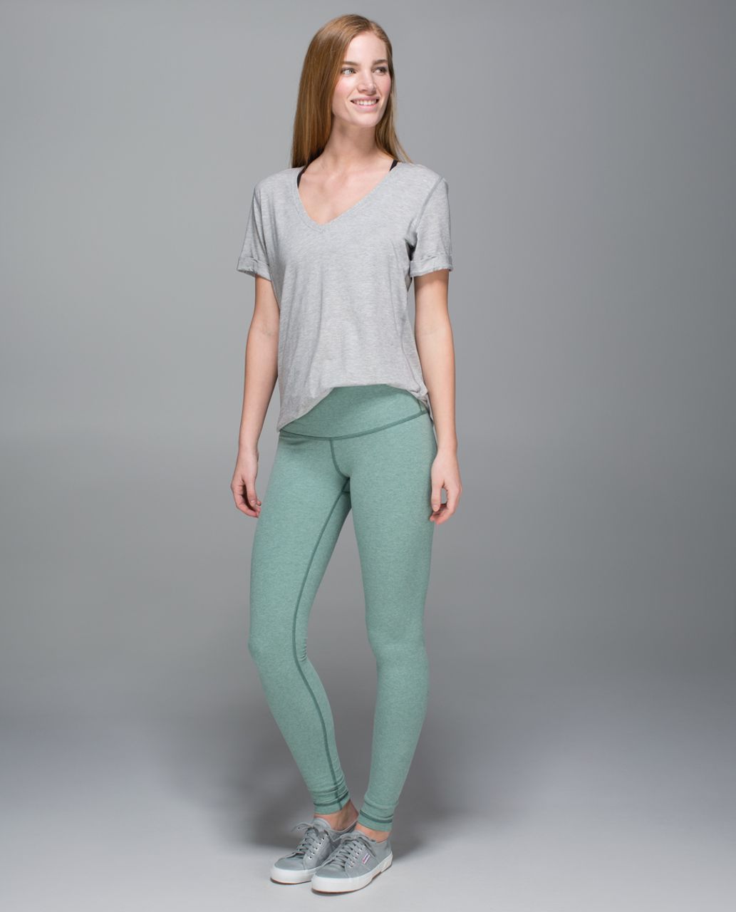 Lululemon Wunder Under Pant *Cotton (Roll Down) - Heathered Earl Grey / Earl Grey