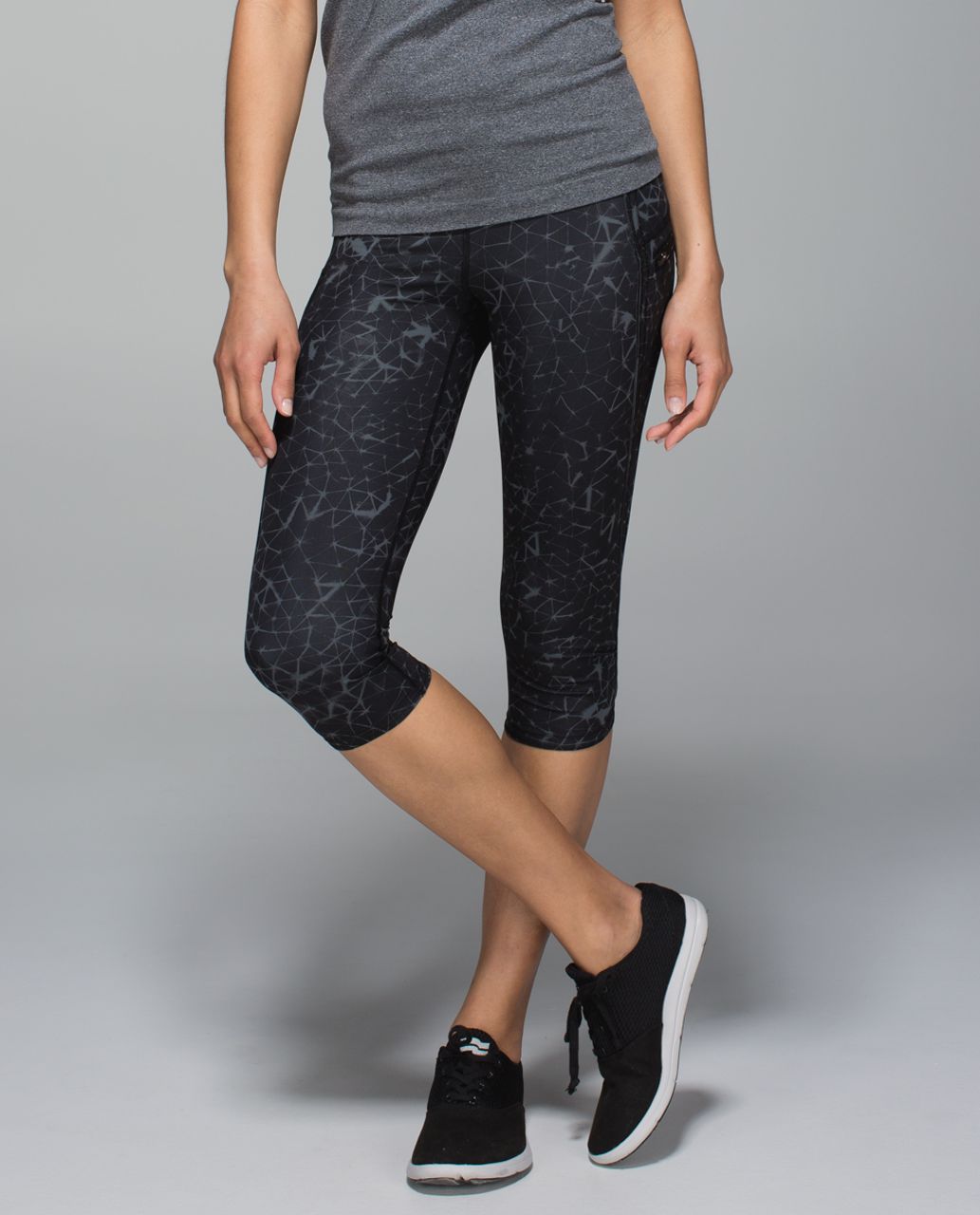 Lululemon Run:  Top Speed Crop *Full-On Luxtreme - Star Crushed Coal Black