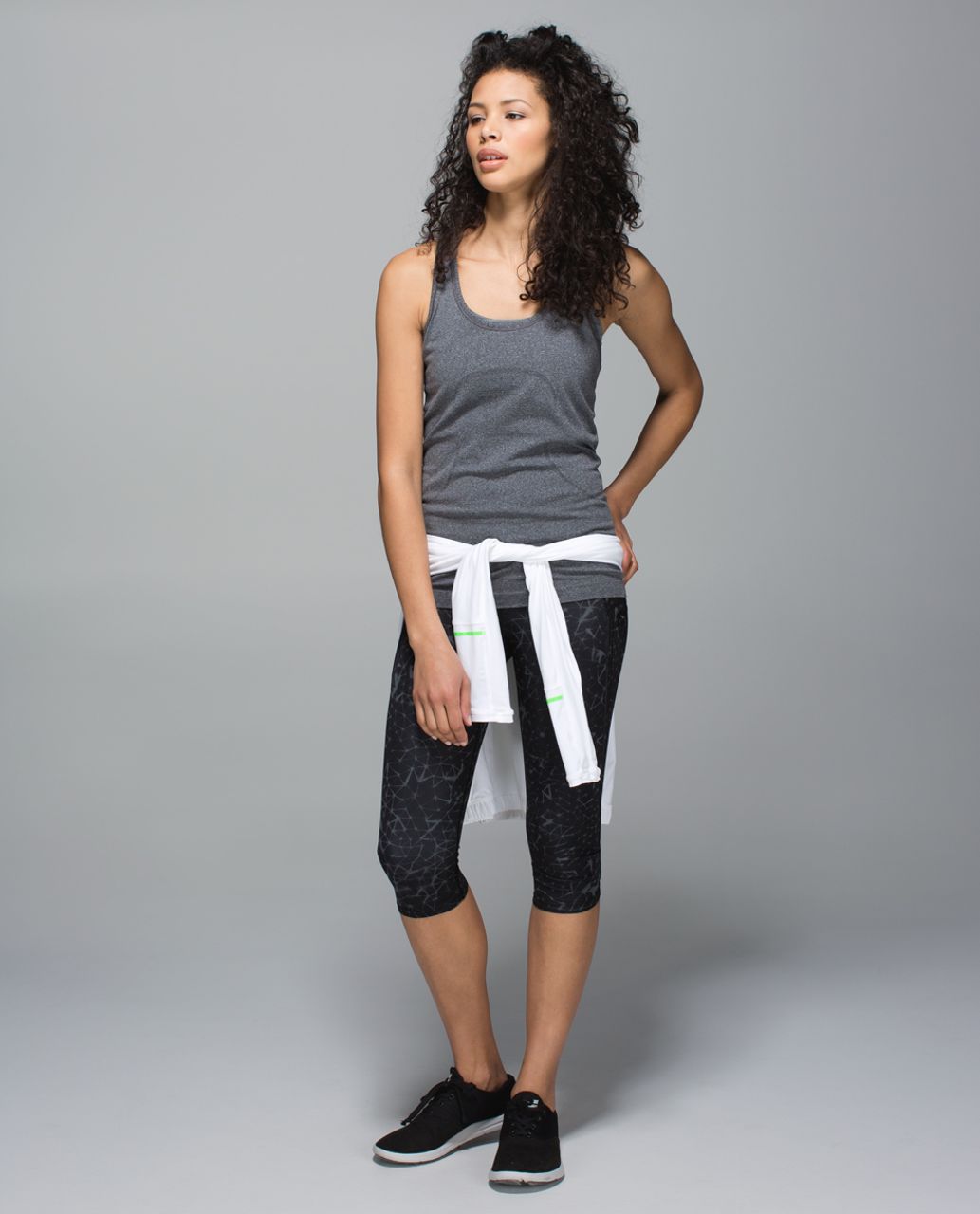 Lululemon Run:  Top Speed Crop *Full-On Luxtreme - Star Crushed Coal Black