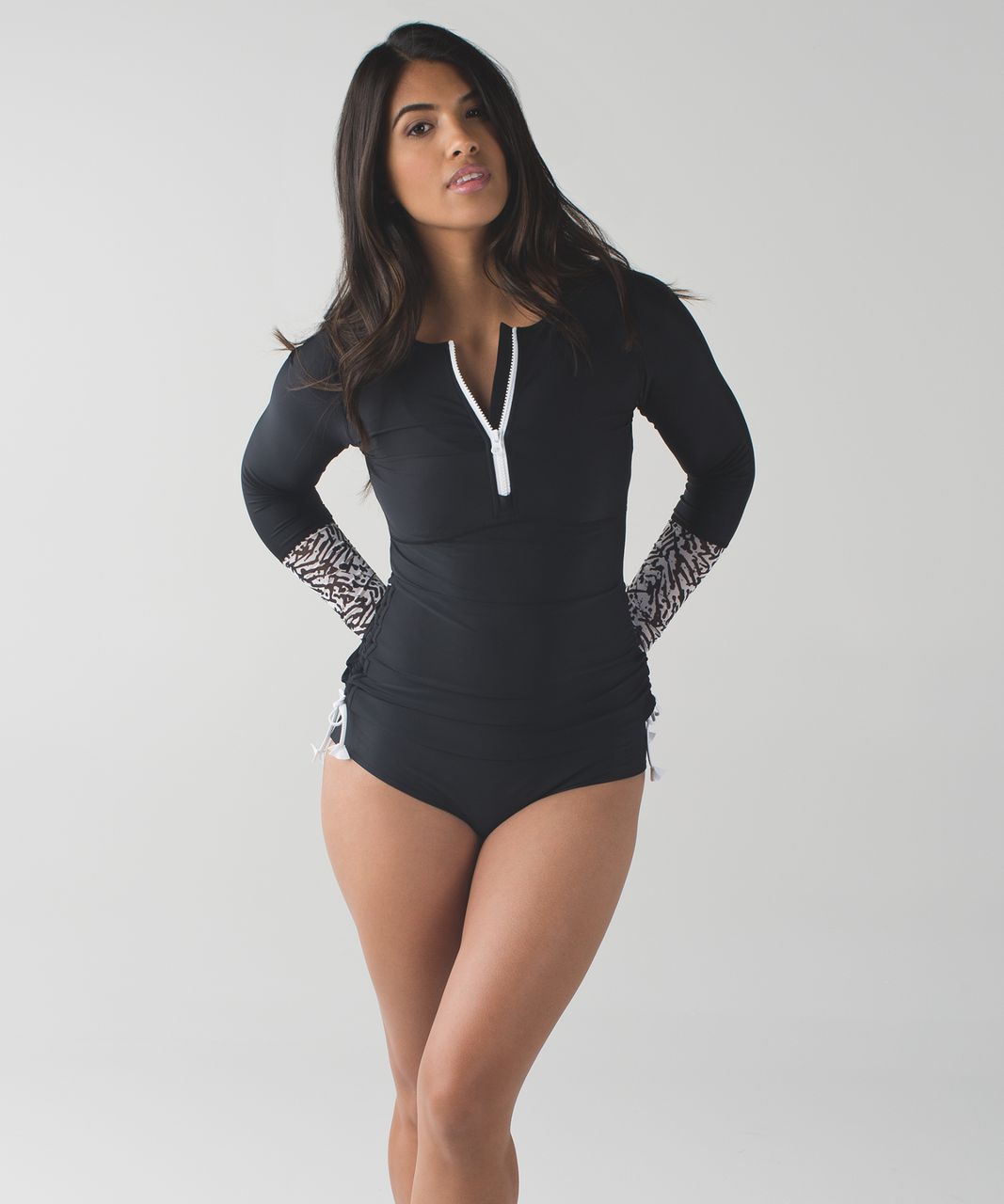 Lululemon Water:  Surf To Sand Rashie - Black / Brushed Animal White Black