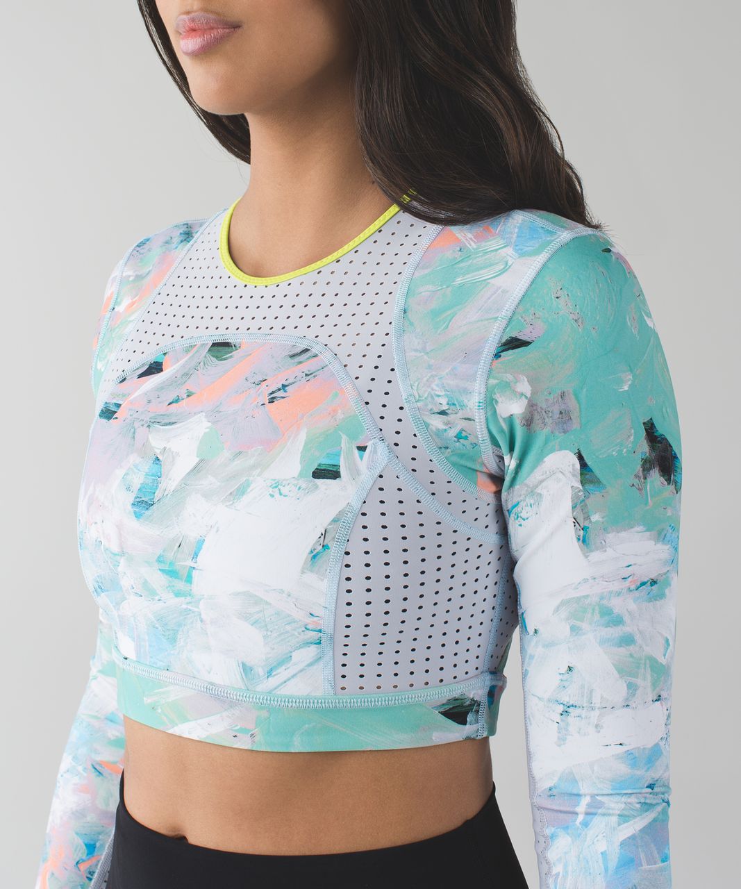 Lululemon Water:  Paddle Crop Top - Blushed Illusion Multi / Silver Fox / White