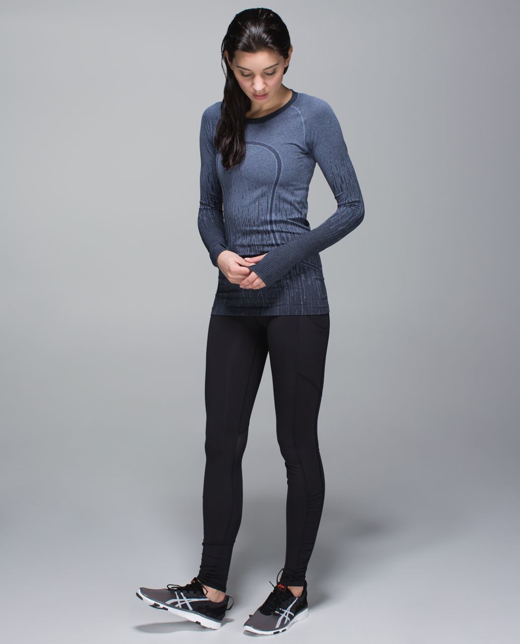 Lululemon Run:  Swiftly Tech Long Sleeve Crew - Heathered Deep Navy